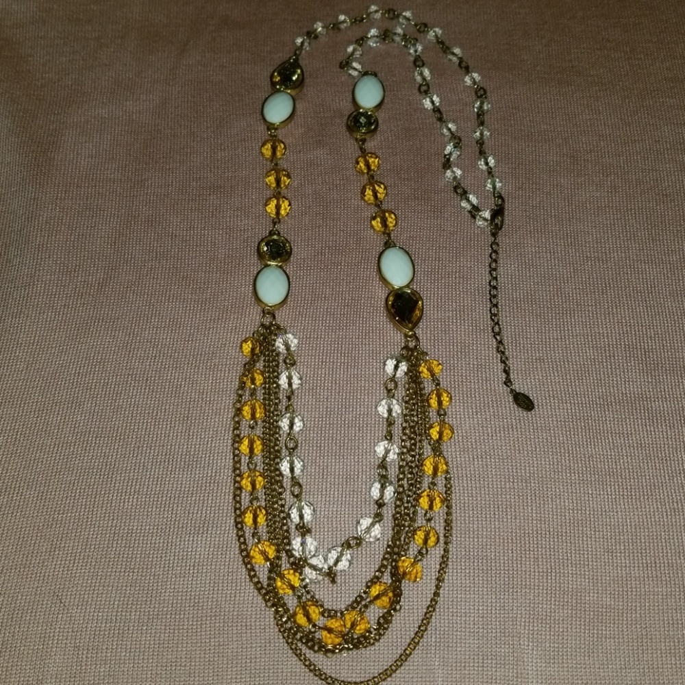 Long Sage & Beaded Necklace